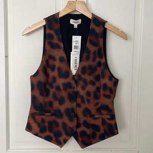L’Agence Drina Leopard Print Vest
